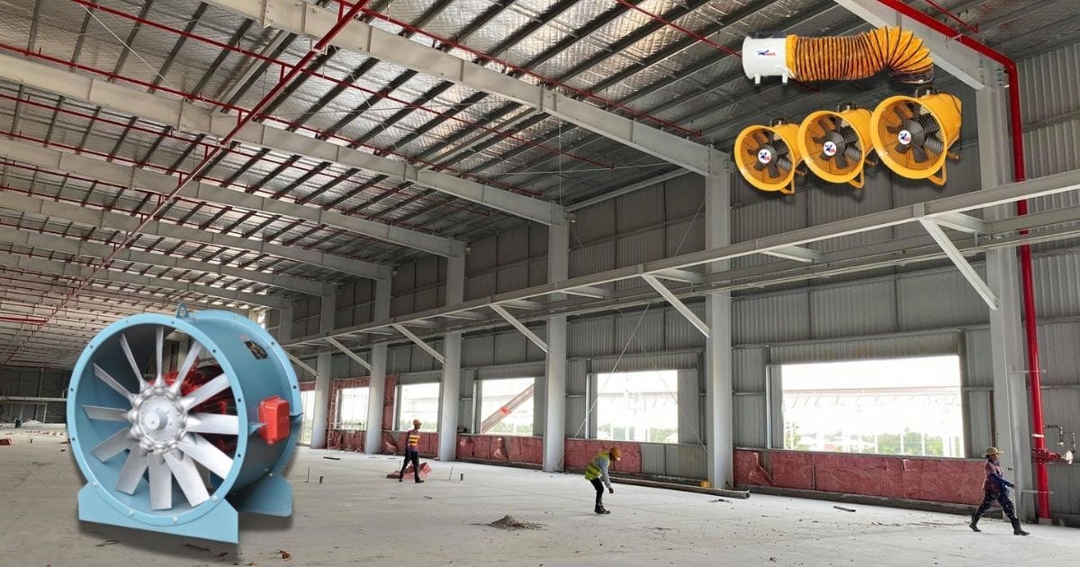 Quạt gió hướng trục thông gió hiệu quả. Thi công quạt hướng trục