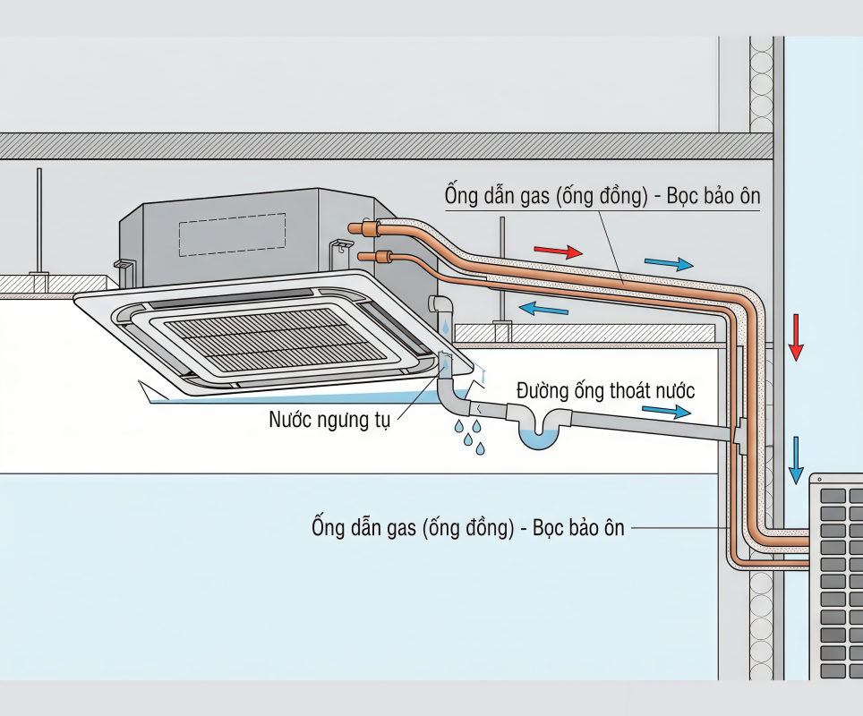 Cấu tạo điều hòa âm trần và nguyên lý hoạt động 1 Cấu tạo và nguyên lý hoạt động của điều hòa âm trần