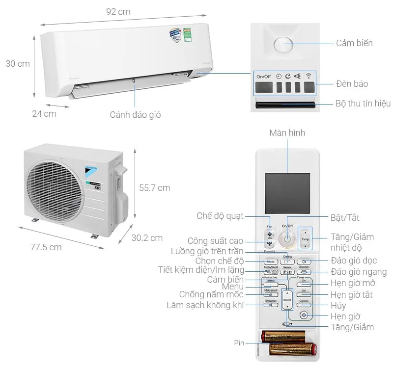 Máy lạnh Daikin Inveter 1 chiều 9000 BTU FTKZ25VVMV/RKZ25VVMV - Ảnh 3