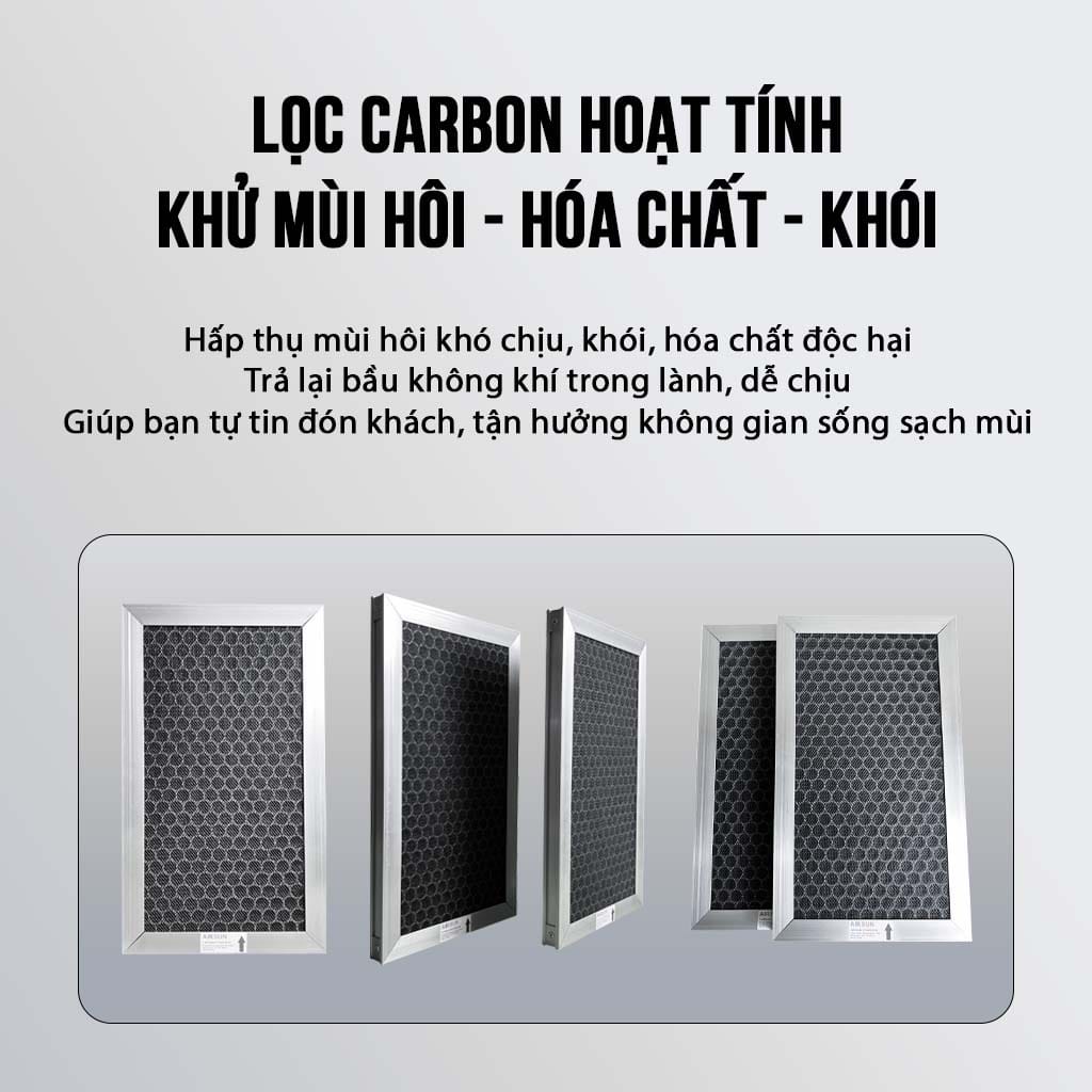 Máy cấp khí tươi AIRSUN AS ERV 500 31 Carbon hoạt tính khử mùi và hấp thụ khí độc hiệu quả
