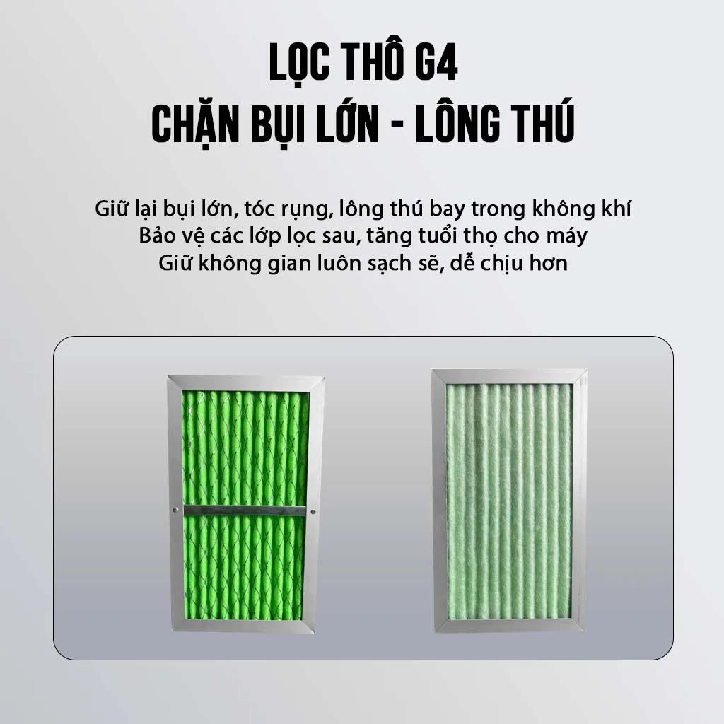Lọc thô giúp giữ lại bụi lớn và tạp chất ban đầu