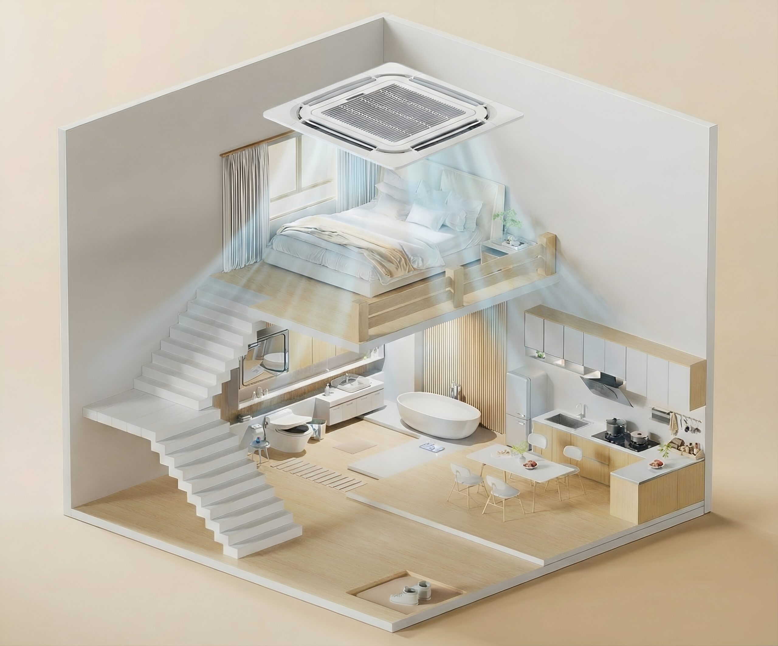 Công suất điều hòa âm trần nối ống gió cần được tính toán theo tải lạnh và tổn thất đường gió để đảm bảo hiệu suất vận hành và tiết kiệm điện