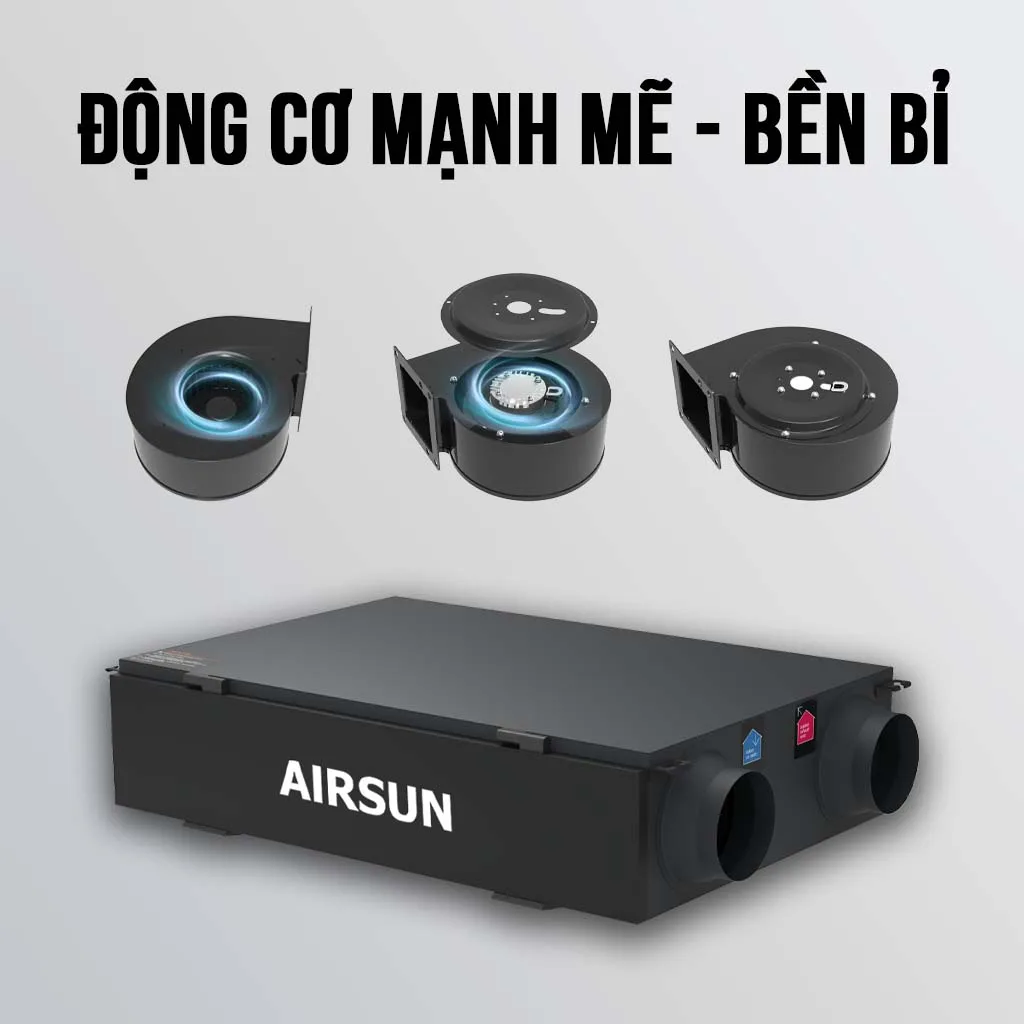 Máy cấp khí tươi AIRSUN AS ERV ESD 500 động cơ mạnh mẽ