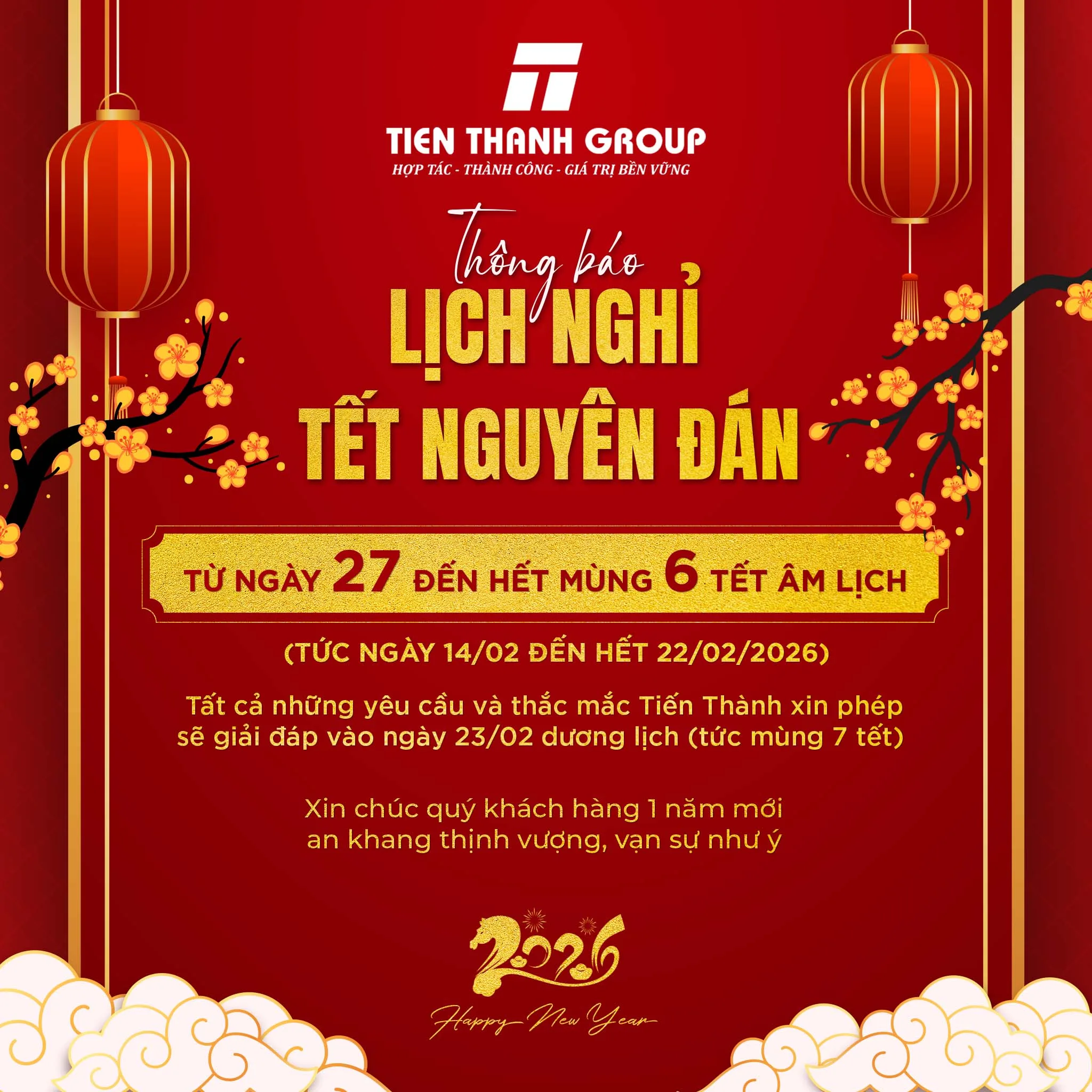 Thông báo nghỉ tết nguyên đán