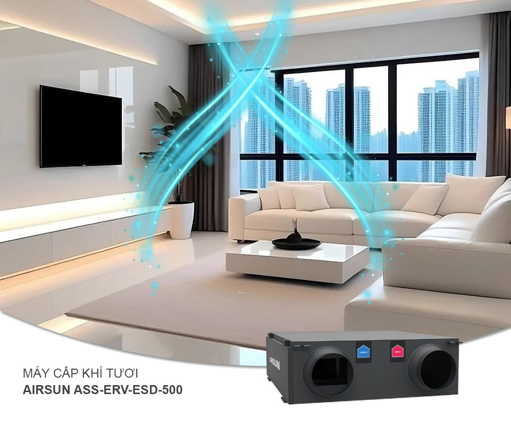 Máy cấp khí tươi tốt nhất năm 2026 AirSun AS-ERV-ESD-500