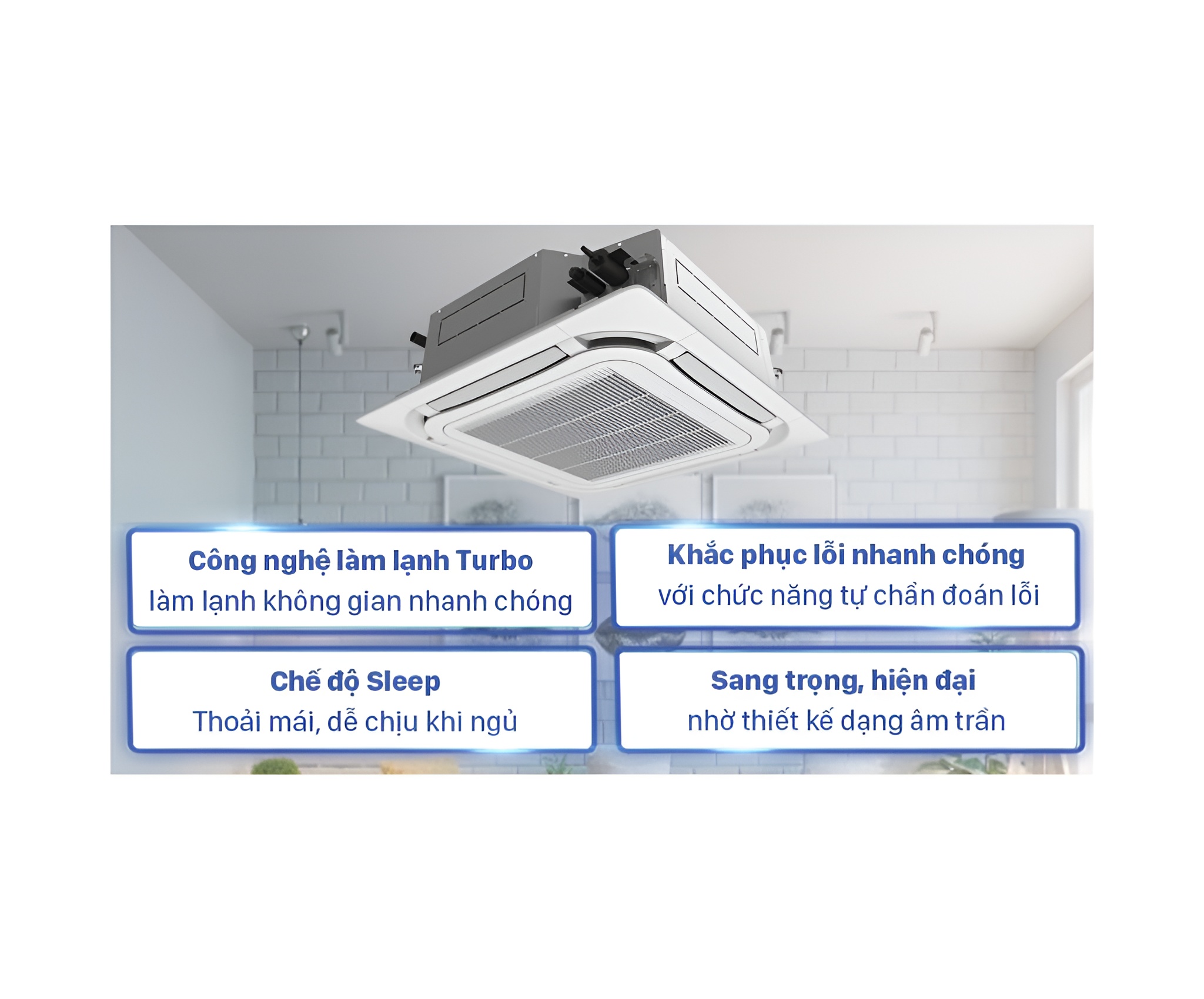 Điều hòa âm trần nối ống gió Gree mang lại hiệu quả làm lạnh mạnh mẽ và độ bền linh kiện vượt trội cho các dự án thương mại quy mô lớn